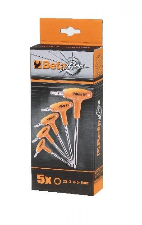 Set of 5 Beta Tools Allen Key T Bar 2.5 - 6mm