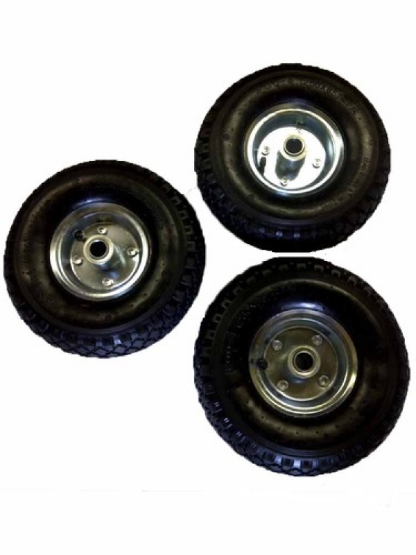 Pack of 3 Metal Pneumatic Trolley Wheels Kart Parts