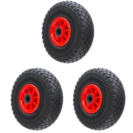 Pack of 3 Plastic Trolley Wheels Foam Filled