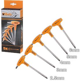 Set of 5 Beta Tools Allen Key T Bar 2.5 - 6mm