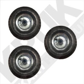 Pack of 3 Metal Pneumatic Trolley Wheels